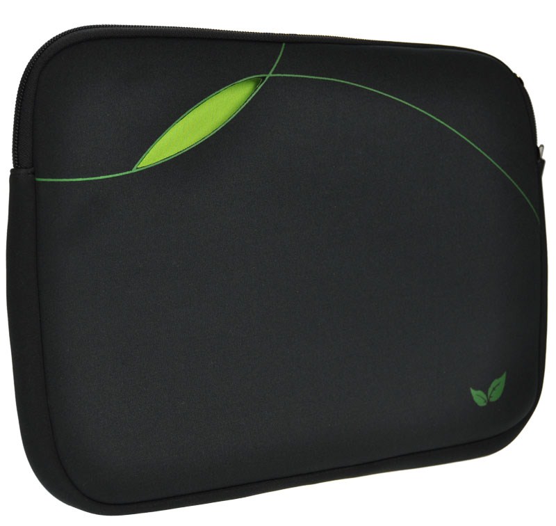 Solight neoprénové puzdro na notebook 14'', kapsa bez zipsu, čierne/zelené