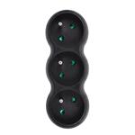 Solight P101B, rozbočovač s podperou, 3 x 10A, matný čierny