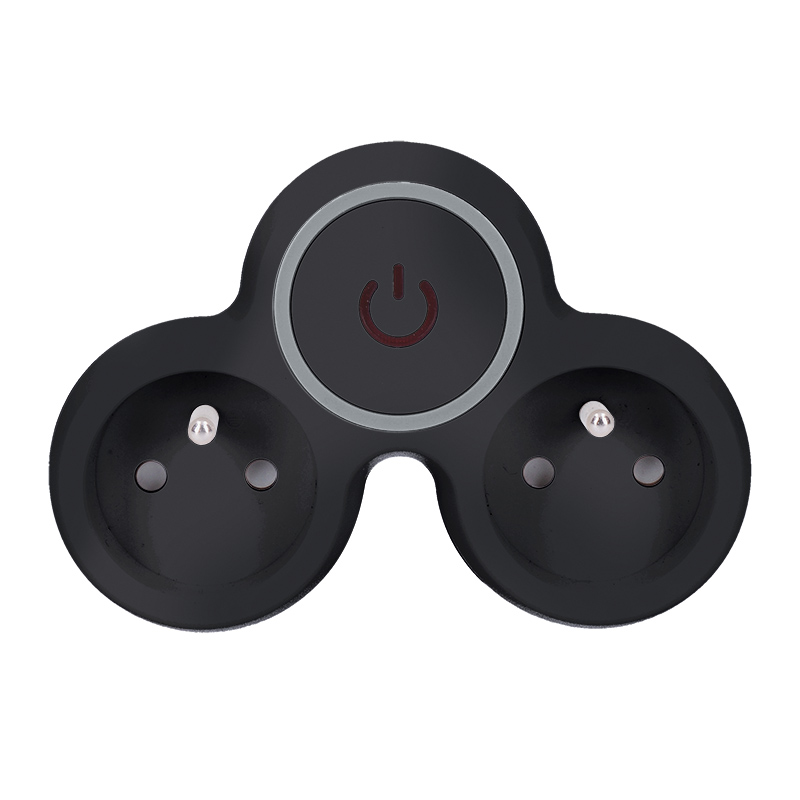 Solight P105B, rozbočovač, 2x 10A, čierny, vypínač