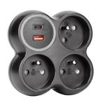 Solight P106CB-PD20, rozbočovač, 3x 15A, USB A+C rýchlonabíjačka 20W PD, matná čierna