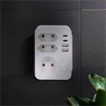 Solight P109C, rozbočovač, 1x 16A + 2x 2,5A, 2xUSB A+C, biely, vypínač