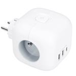 Solight P110C, rozbočka kocka, 3x 16A + USB A+C, biela, vypínač