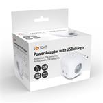 Solight P110C, rozbočka kocka, 3x 16A + USB A+C, biela, vypínač
