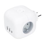 Solight P110C, rozbočka kocka, 3x 16A + USB A+C, biela, vypínač