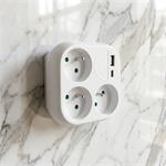 Solight P112-PD20, rozbočovač 3x 16A, USB A+C rychlonabíjačka 20W PD, biely