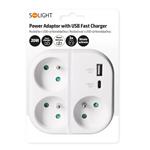Solight P112-PD20, rozbočovač 3x 16A, USB A+C rychlonabíjačka 20W PD, biely