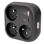 Solight P112B-PD20, rozbočovač 3x 16A, USB A+C rychlonabíjačka 20W PD, čierny
