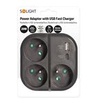 Solight P112B-PD20, rozbočovač 3x 16A, USB A+C rychlonabíjačka 20W PD, čierny