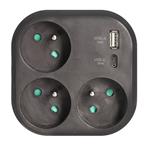 Solight P112B-PD20, rozbočovač 3x 16A, USB A+C rychlonabíjačka 20W PD, čierny