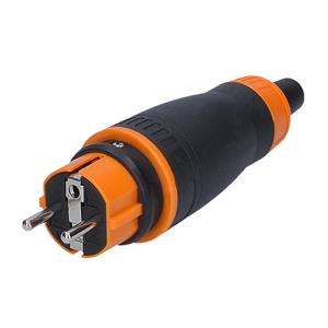 Solight P67, zástrčka do vlhka, priama, IP44, čierna-oranžová