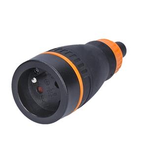 Solight P68, zásuvka do vlhka, priama, IP40, čierna-oranžová