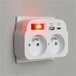 Solight P97-PD20, rozbočovač 2 x 16A, USB A+C rychlonabíjačka 20W PD, biely, vypínač