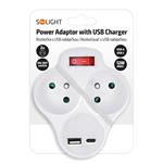 Solight P99USBC, elektrická rozdvojka 230V 2x Typ E s USB A+C nabíjačkou