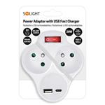 Solight P99USBC-PD20, elektrická rozdvojka 230V 2x Typ E s USB A+C rychlonabíjačkou 20W PD