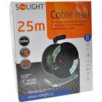 Solight PB01, kábel predlžovací, prívodný 230V, 4x, 25.0m, čierny, na navíjacom bubne