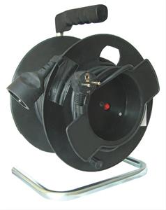Solight PB11, predlžovací kábel 230V 1x zásuvka 25,0m na navíjacom bubne čierny