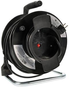 Solight PB12, predlžovací prívod na bubne, 1 zásuvka, 50m, čierny kábel, 3x 1,5mm2