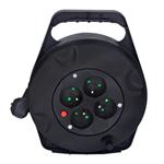 Solight PB21, predlžovací kábel 230V 4x zásuvka 10,0m na navíjacom bubne čierny