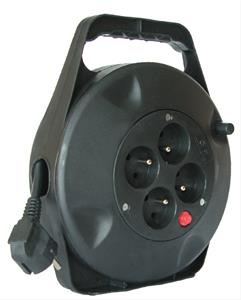 Solight PB21, predlžovací kábel 230V 4x zásuvka 10,0m na navíjacom bubne čierny