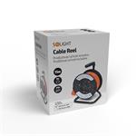 Solight PB23O, predlžovací kábel 230V 4x zásuvka 15,0m na navíjacom bubne oranžový