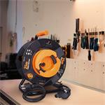 Solight PB30, predlžovací prívod - na bubne, vonkajší, 1 zásuvka, čierny, gumový kábel, 25m