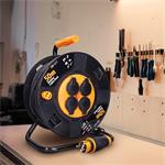 Solight PB34, predlžovací prívod na bubne, vonkajší, 4 zásuvky, čierny, 50m