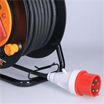 Solight PB40, predlžovací prívod - na bubne, zásuvky 400V + 230V, 25m kábel guma-neopren 5x1,5mm2, IP44