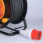 Solight PB40, predlžovací prívod - na bubne, zásuvky 400V + 230V, 25m kábel guma-neopren 5x1,5mm2, IP44