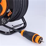 Solight PB41, predlžovací prívod na bubne, 4 zásuvky, 25m, neopren, 3x 2,5mm2, IP44