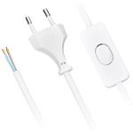 Solight PF50, flexo šnúra, 2m, 2 x 0,75mm2, biela, plochá, vypínač