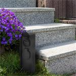 Solight PG04, záhradný stĺpik IP44, plast, 2 zásuvky, hranol, čierny