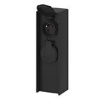 Solight PG04, záhradný stĺpik IP44, plast, 2 zásuvky, hranol, čierny