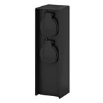 Solight PG04, záhradný stĺpik IP44, plast, 2 zásuvky, hranol, čierny