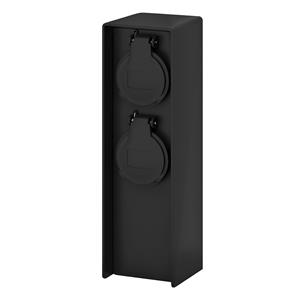 Solight PG04, záhradný stĺpik IP44, plast, 2 zásuvky, hranol, čierny