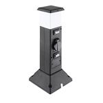 Solight PG05, záhradný stĺpik IP44 s LED osvetlením, plast, 2 zásuvky, hranol, čierny