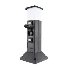 Solight PG05, záhradný stĺpik IP44 s LED osvetlením, plast, 2 zásuvky, hranol, čierny