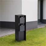 Solight PG12B, záhradný stĺpik IP44, hliník, 2 zásuvky, čierny