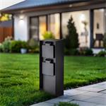 Solight PG12B, záhradný stĺpik IP44, hliník, 2 zásuvky, čierny