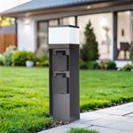 Solight PG13B, záhradný stĺpik IP44 s LED osvetlením, hliník, 2 zásuvky, čierny