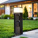Solight PG13B, záhradný stĺpik IP44 s LED osvetlením, hliník, 2 zásuvky, čierny