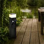 Solight PG13B, záhradný stĺpik IP44 s LED osvetlením, hliník, 2 zásuvky, čierny