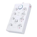 Solight PO80, prepäťová ochrana, 370J, 8 zásuviek, USB A+C, 2m, biela