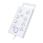 Solight PO80, prepäťová ochrana, 370J, 8 zásuviek, USB A+C, 2m, biela