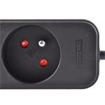 Solight PP09, predlžovací prívod, 3 zásuvky, čierny, 3m