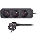 Solight PP09, predlžovací prívod, 3 zásuvky, čierny, 3m