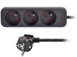 Solight PP09, predlžovací prívod, 3 zásuvky, čierny, 3m