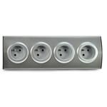 Solight PP103, prívodný predlžovací kábel 230V, 4x, 1.5m, strieborný, rohový dizajn