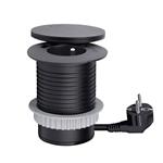 Solight PP119CWB, vstavaná zásuvka + USB A+C + Wireless 10W, otočné viečko, kábel 2m, čierna