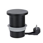 Solight PP119CWB, vstavaná zásuvka + USB A+C + Wireless 10W, otočné viečko, kábel 2m, čierna