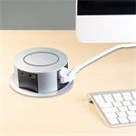 Solight PP120CW-PD20, 3z + USB A+C 20W PD, Wireless 10W, výsuvný blok zásuviek, 2m, strieborný